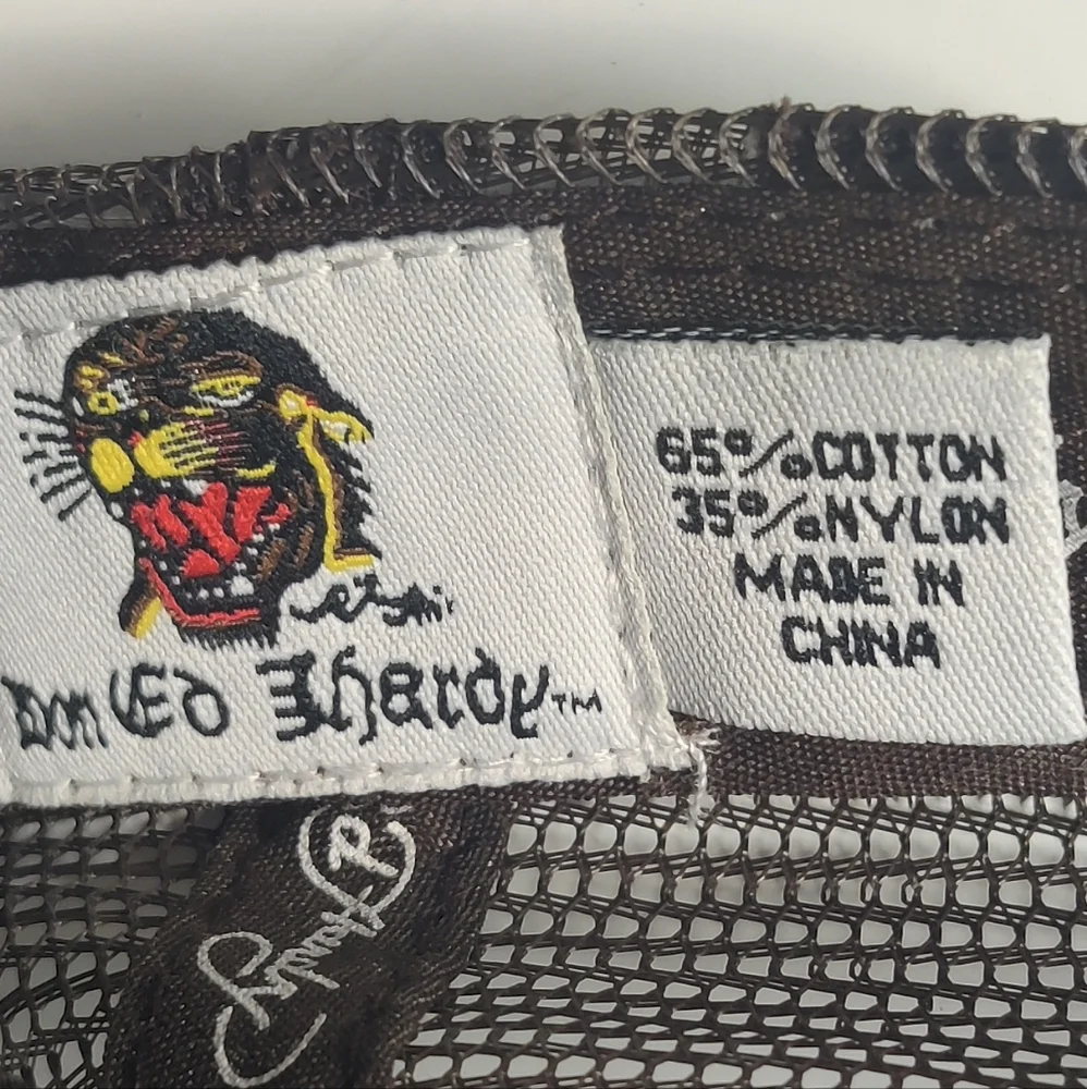 Ed Hardy Multicolor Plaid Cap with Skull Art